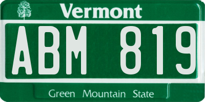 VT license plate ABM819