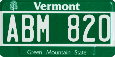 VT license plate ABM820