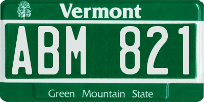 VT license plate ABM821