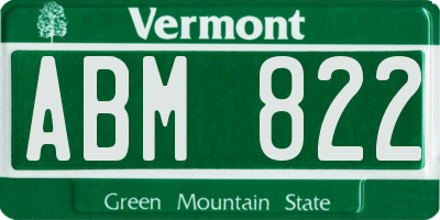 VT license plate ABM822