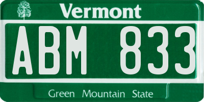 VT license plate ABM833