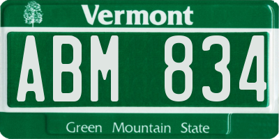 VT license plate ABM834