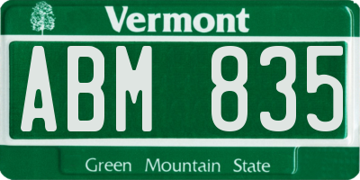 VT license plate ABM835