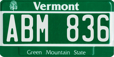 VT license plate ABM836