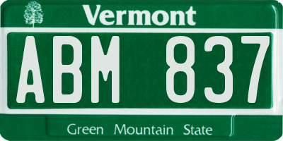 VT license plate ABM837