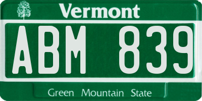 VT license plate ABM839