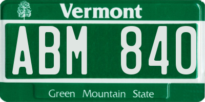 VT license plate ABM840