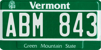 VT license plate ABM843