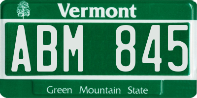 VT license plate ABM845