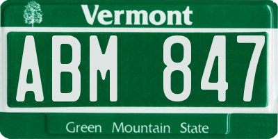 VT license plate ABM847