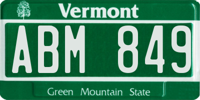 VT license plate ABM849