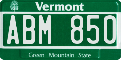 VT license plate ABM850