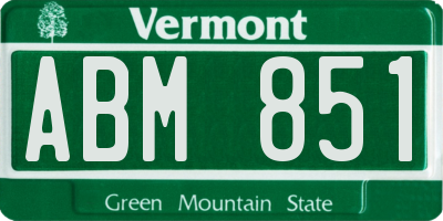 VT license plate ABM851