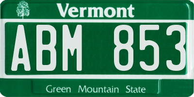 VT license plate ABM853