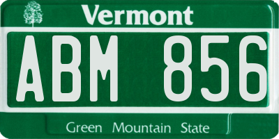 VT license plate ABM856