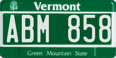 VT license plate ABM858