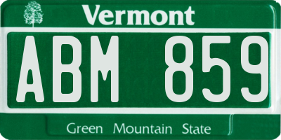 VT license plate ABM859