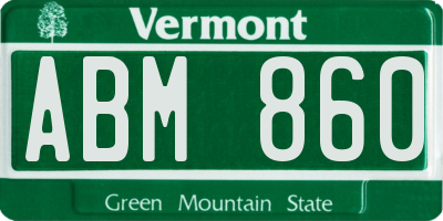 VT license plate ABM860