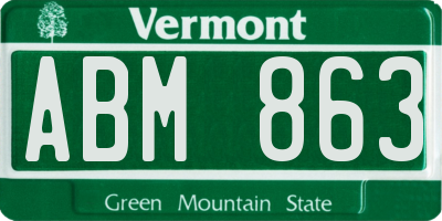 VT license plate ABM863