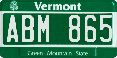 VT license plate ABM865