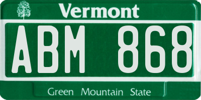 VT license plate ABM868