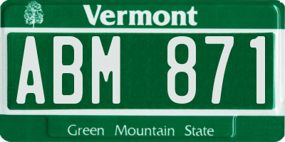 VT license plate ABM871