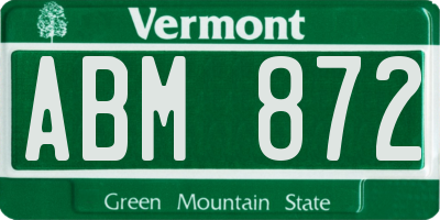 VT license plate ABM872