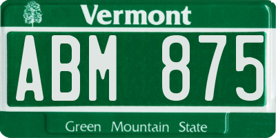 VT license plate ABM875