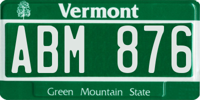 VT license plate ABM876