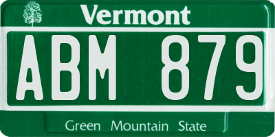 VT license plate ABM879