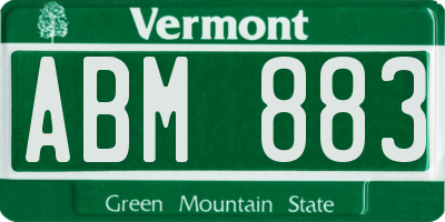 VT license plate ABM883