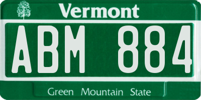 VT license plate ABM884