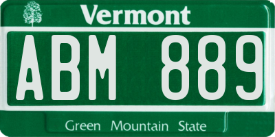 VT license plate ABM889