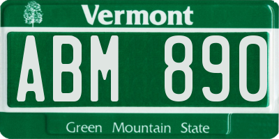 VT license plate ABM890