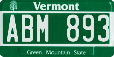 VT license plate ABM893