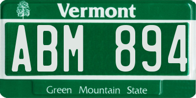 VT license plate ABM894