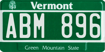 VT license plate ABM896