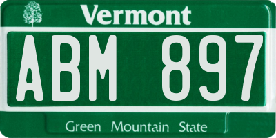 VT license plate ABM897