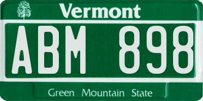 VT license plate ABM898