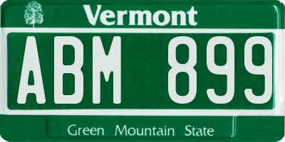 VT license plate ABM899