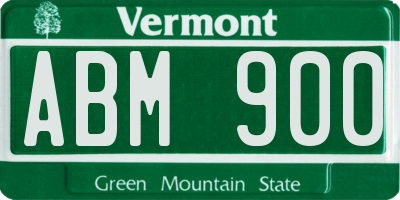 VT license plate ABM900