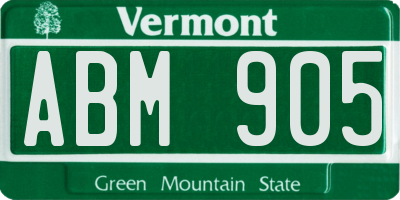 VT license plate ABM905