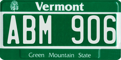 VT license plate ABM906