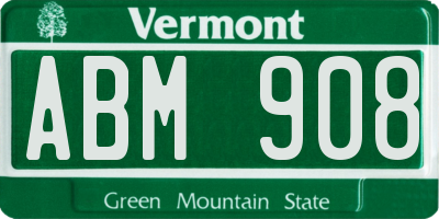 VT license plate ABM908