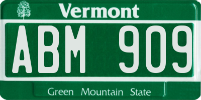 VT license plate ABM909