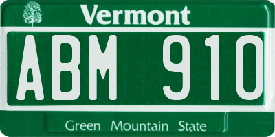 VT license plate ABM910