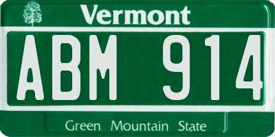 VT license plate ABM914