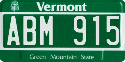 VT license plate ABM915