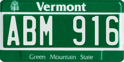 VT license plate ABM916