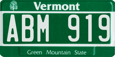 VT license plate ABM919